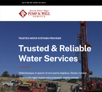 Segment of the Jerry & Don's Yager Pump & Well Services homepage